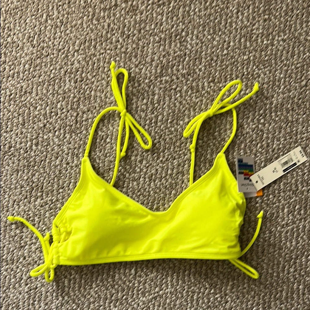 Neon Yellow Bikini Top, size M (7-8)